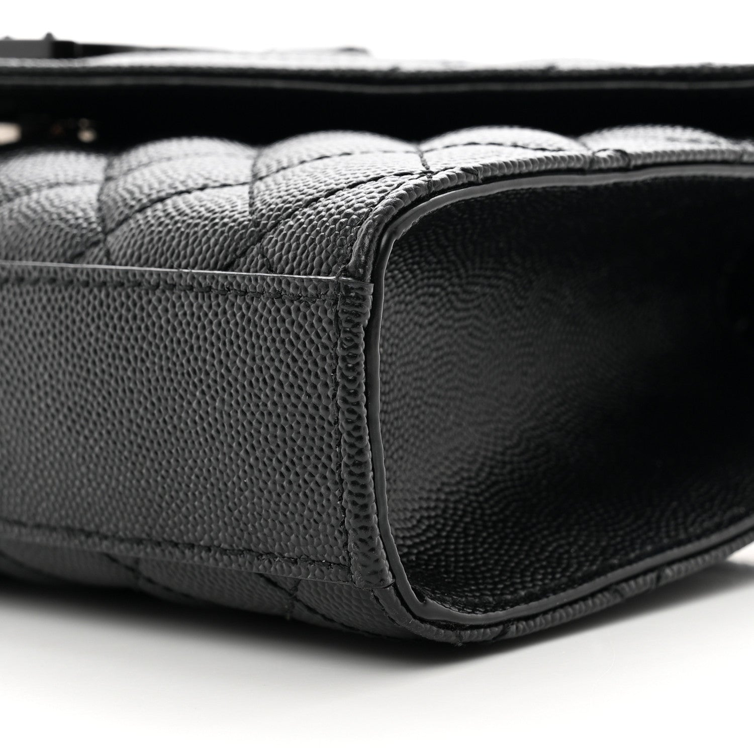 Saint Laurent Grain De Poudre Textured Mixed Matelasse Triquilt Small Monogram Monochrome Satchel Black 9 of 9