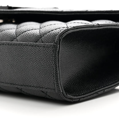 Saint Laurent Grain De Poudre Textured Mixed Matelasse Triquilt Small Monogram Monochrome Satchel Black 9 of 9
