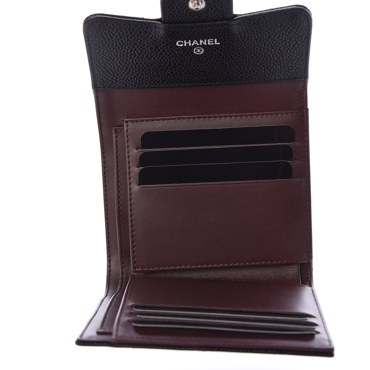 Caviar Quilted Compact Flap Wallet Black