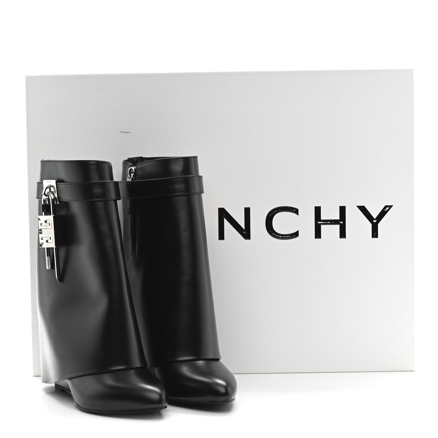 Givenchy Calfskin Shark Lock Ankle Boots 37 Black 1853433