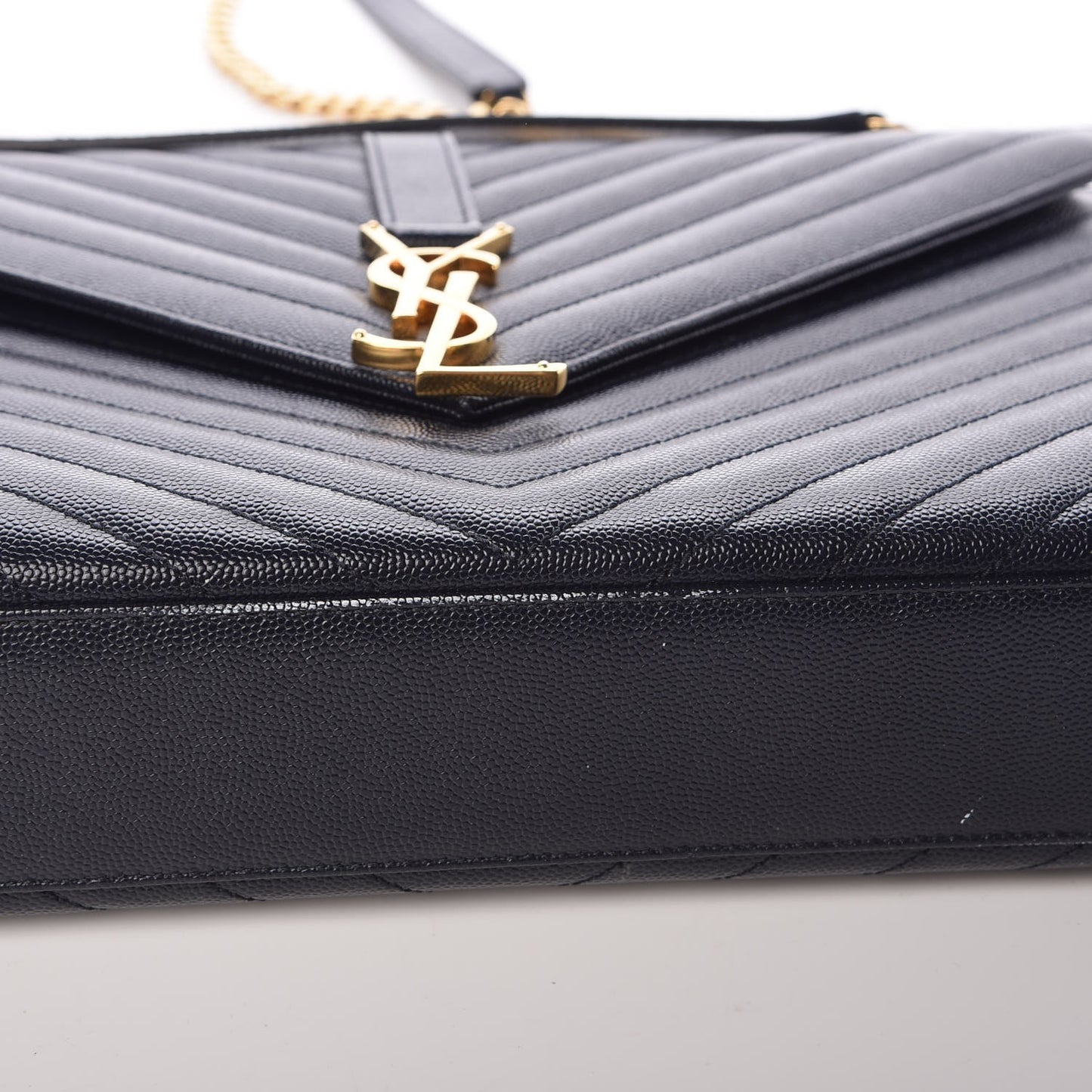 Grain De Poudre Matelasse Chevron Large Monogram Satchel Midnight Blue