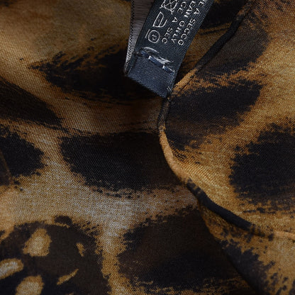 Alexander McQueen Silk Chiffon Leopard Skull Scarf Brown 6 of 8