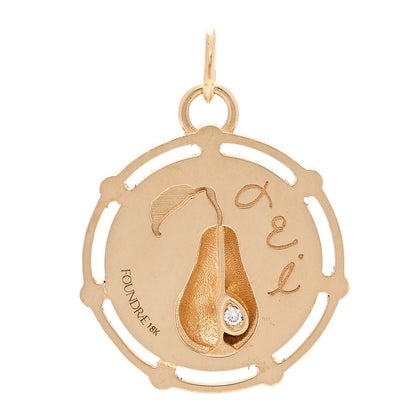 Foundrae 18K Yellow Gold Diamond Pear Medallion Pendant 3 of 4