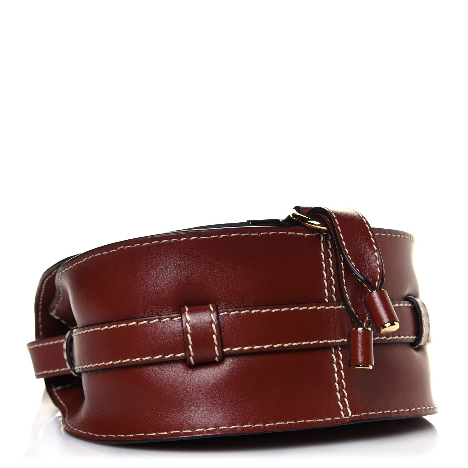 Chloe Shiny Calfskin Mini Marcie Round Crossbody Bag Sepia 3 of 4