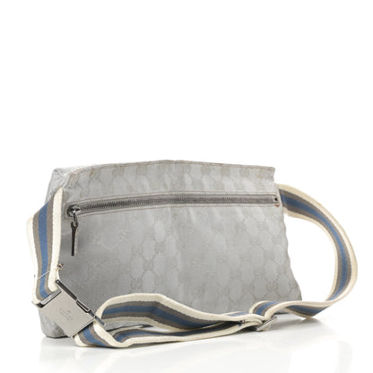 Gucci GG Monogram Web Double Pocket Belt Bag Silver 3 of 17