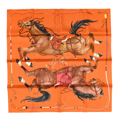 Hermes Silk Grand Galop Scarf 90 Orange Cuit Cuir Brique 1 of 3