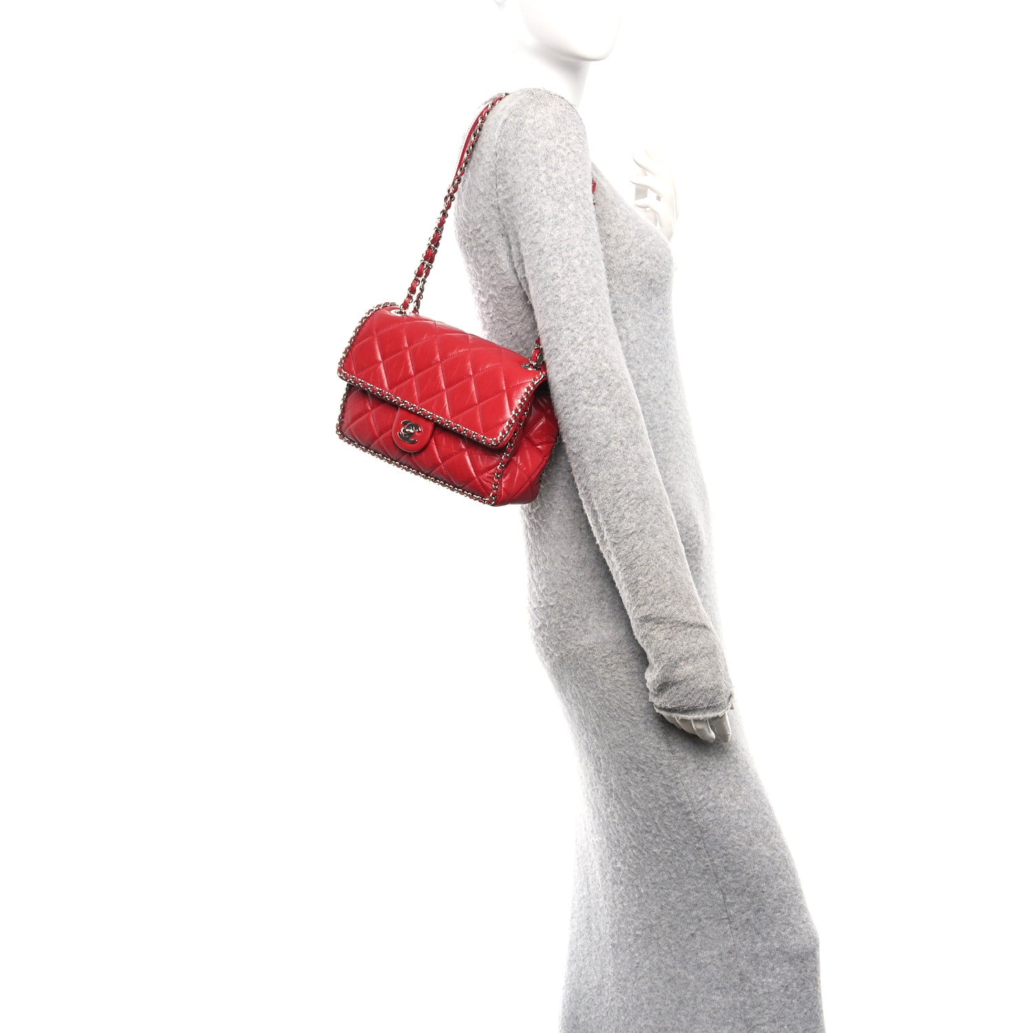 Chanel Crumpled Calfskin Medium Chain All Over Flap Red 2 of 10