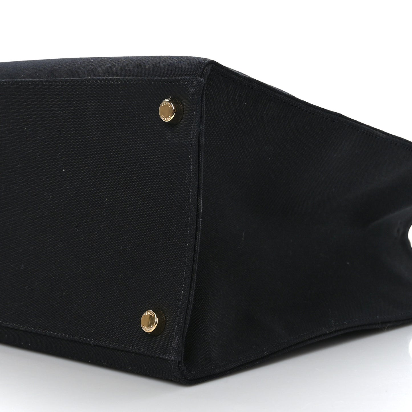 X VERSACE Canvas Fendace Logo Large Shopping Tote Black