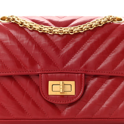 Chanel Aged Calfskin Chevron Quilted 2.55 Reissue Mini Flap Dark Red 7 of 10