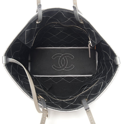 Chanel Metallic Grained Calfskin Shopping Fever Tote Silver 4 of 9