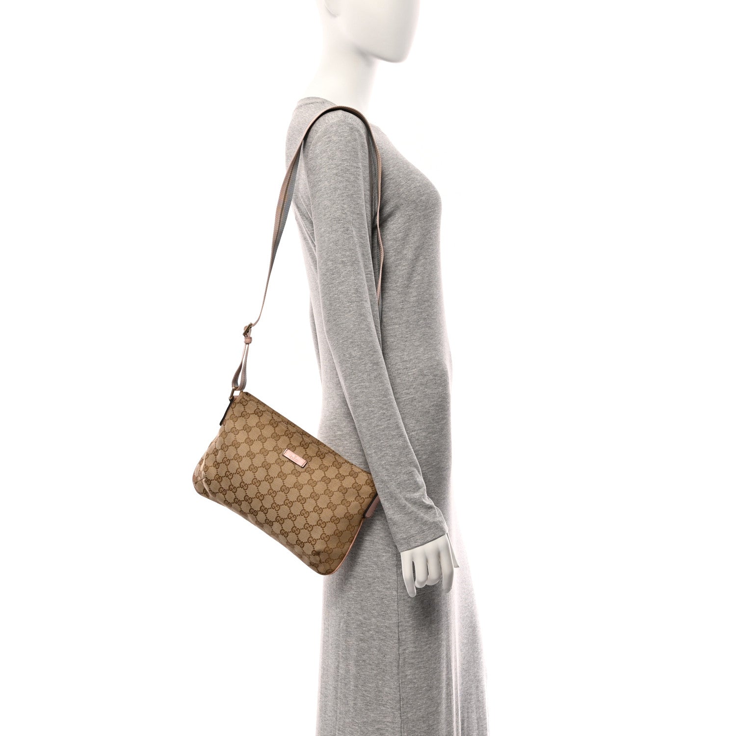 Gucci Monogram Web Small Flat Messenger Crossbody Pink Blue 2 of 10