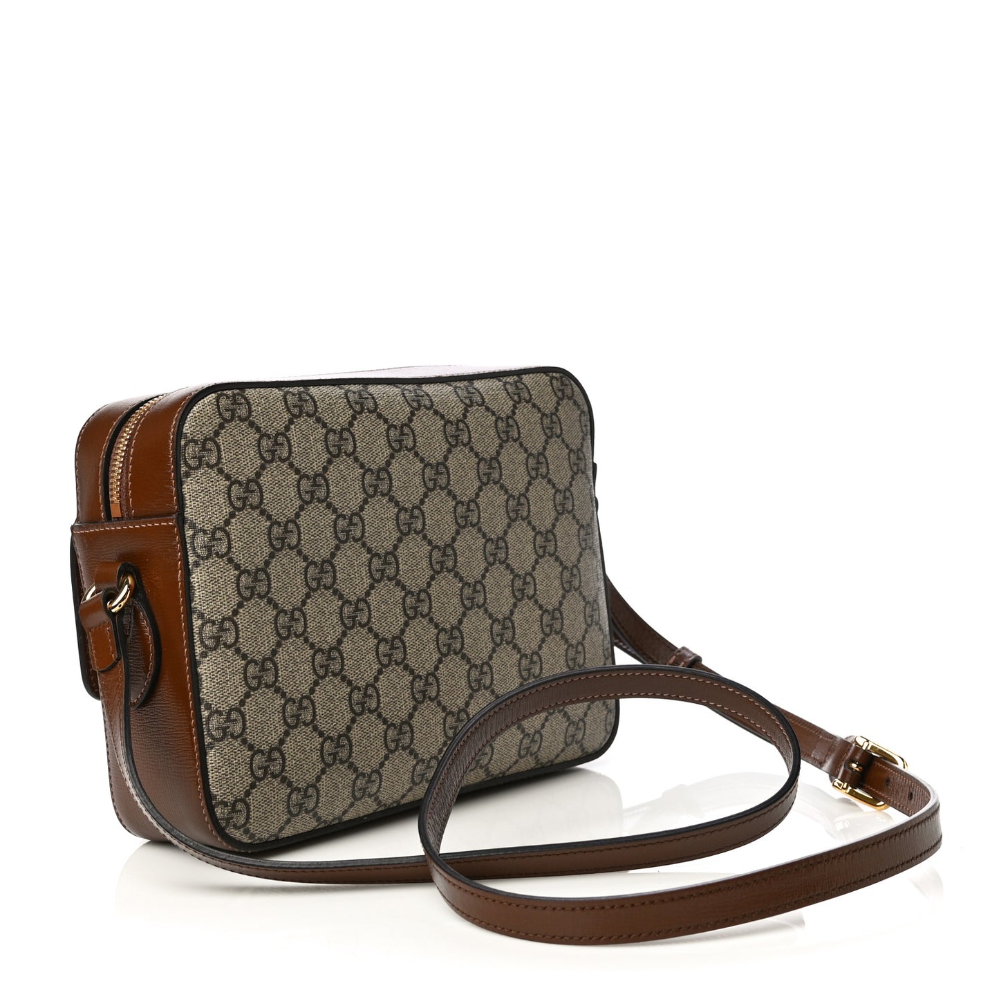 GG Supreme Monogram Small Horsebit 1955 Shoulder Bag Beige Brown Sugar