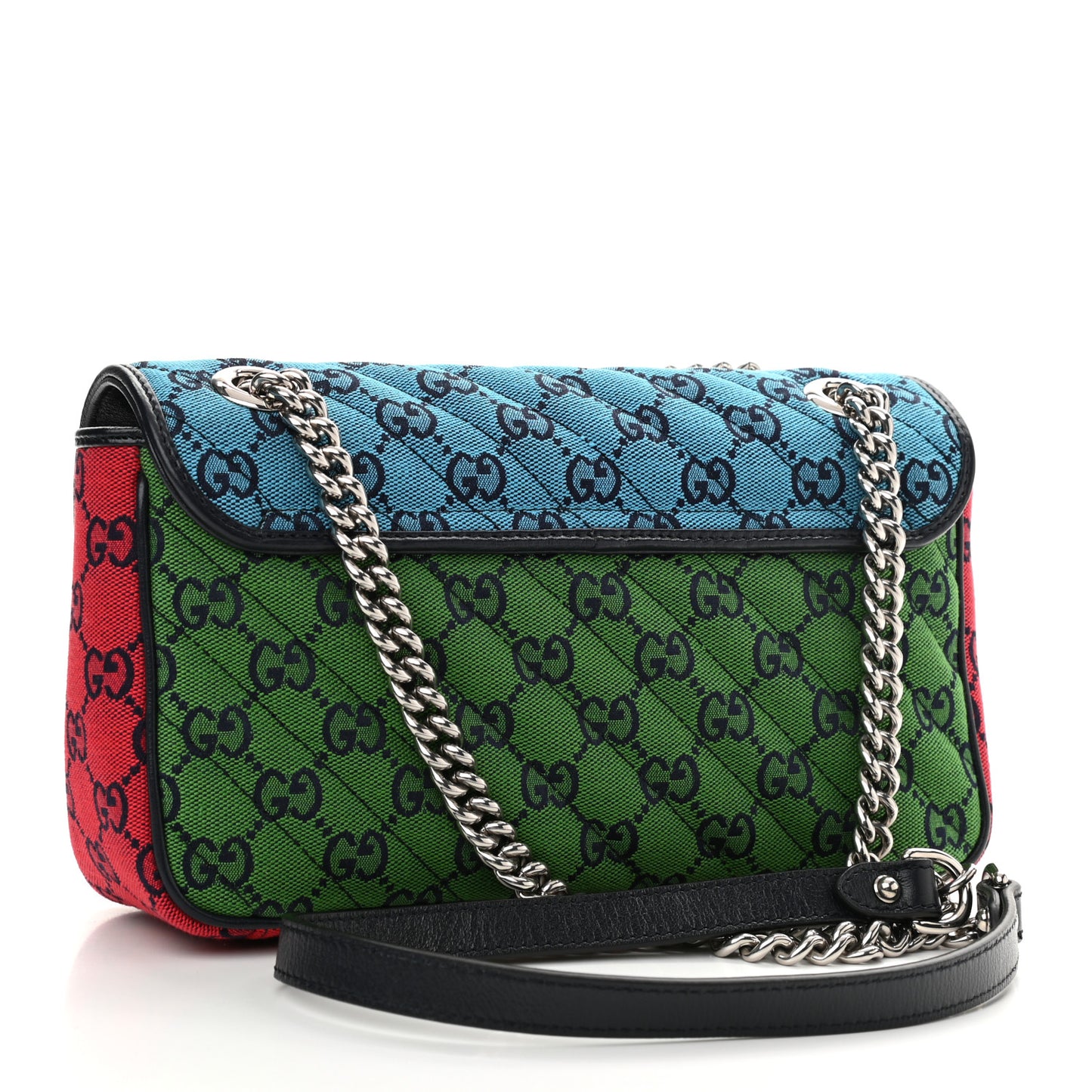 Monogram Multicolor Matelasse Diagonal Small GG Marmont Shoulder Bag Light Blue Pink Blue Green Red