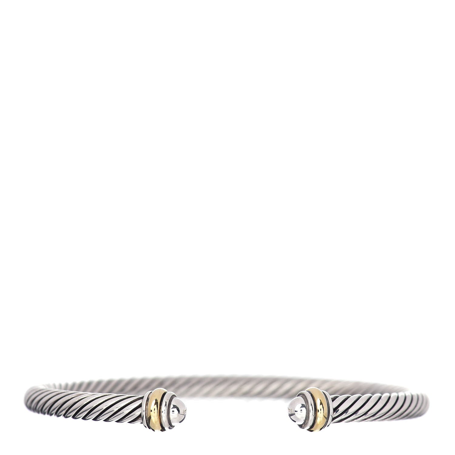David Yurman Sterling Silver 18K Yellow Gold 4mm Cable Classics Bracelet 1 of 4