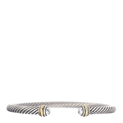 David Yurman Sterling Silver 18K Yellow Gold 4mm Cable Classics Bracelet 1 of 4