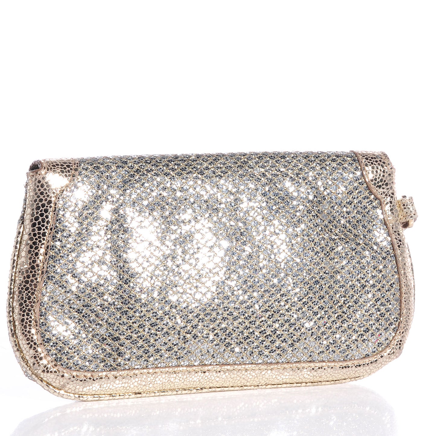 Glitter Fabric Zeta Clutch Bag Champagne