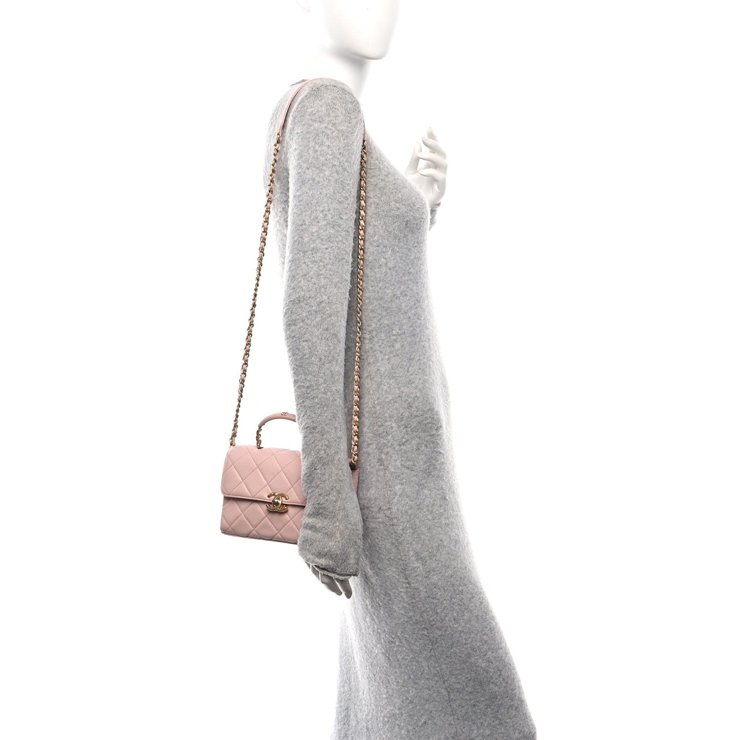 Chanel Caviar Quilted Small Carry Me Top Handle Flap Pink 3 of 10