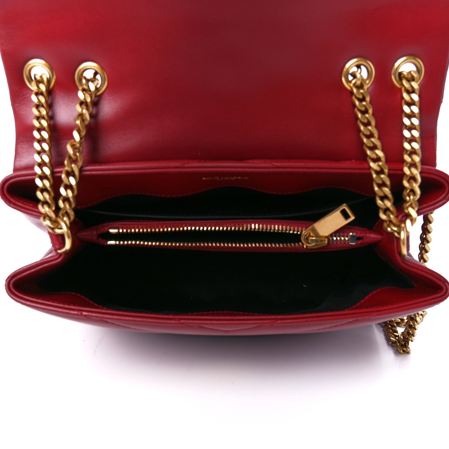 Saint Laurent Calfskin Y Quilted Monogram Small Loulou Chain Satchel Red 5 of 12