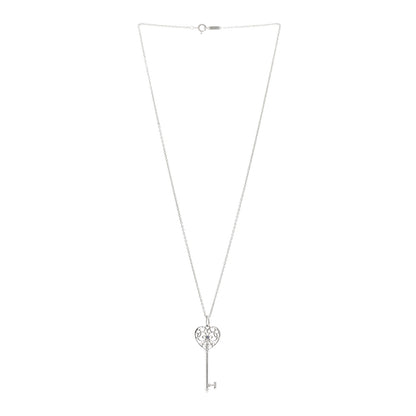 Tiffany Sterling Silver Blue Sapphire Enchant Heart Key Pendant Necklace 3 of 5