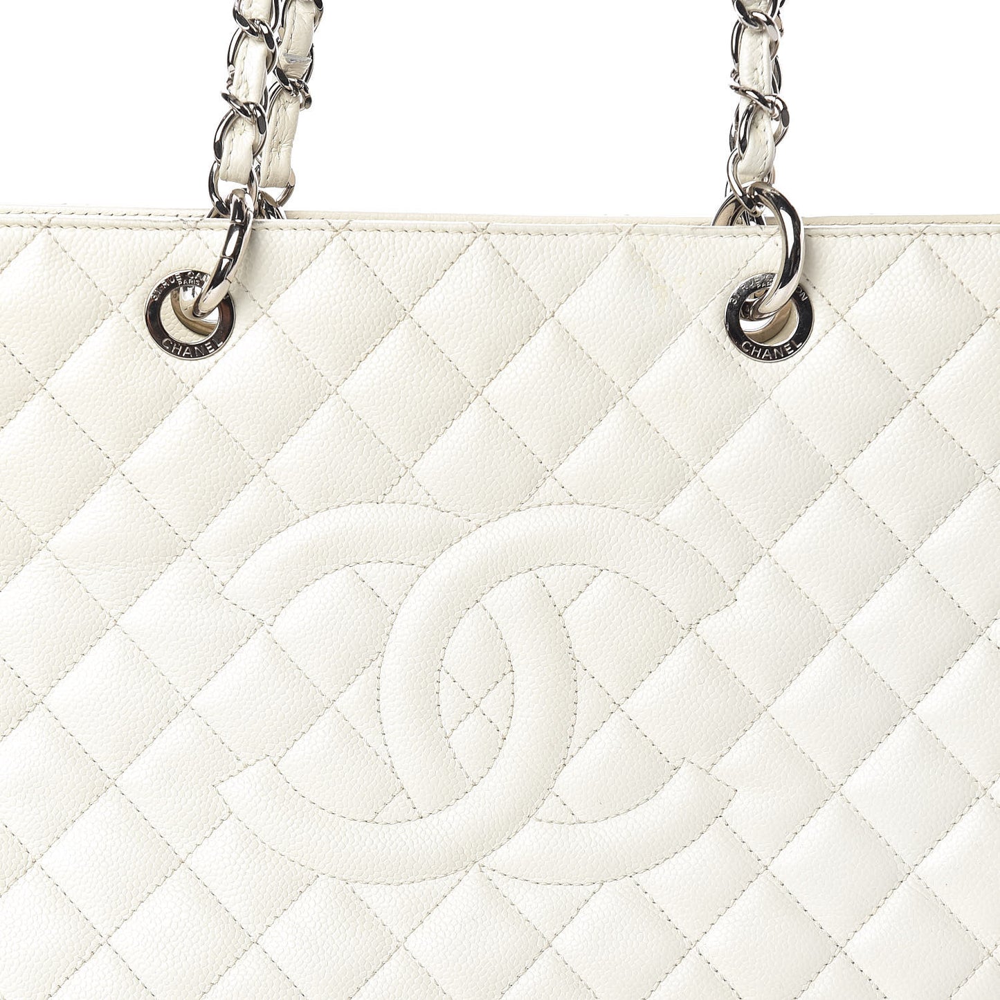 Caviar Quilted XL Grand Shopping Tote GST White