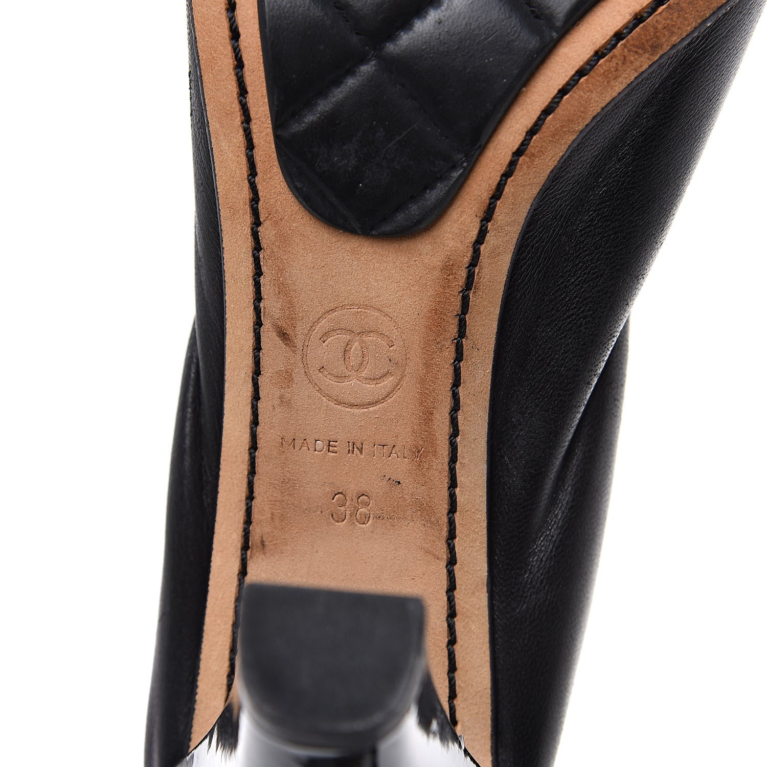Chanel Lambskin Patent CC Elastic Pumps 38 Black 6 of 10