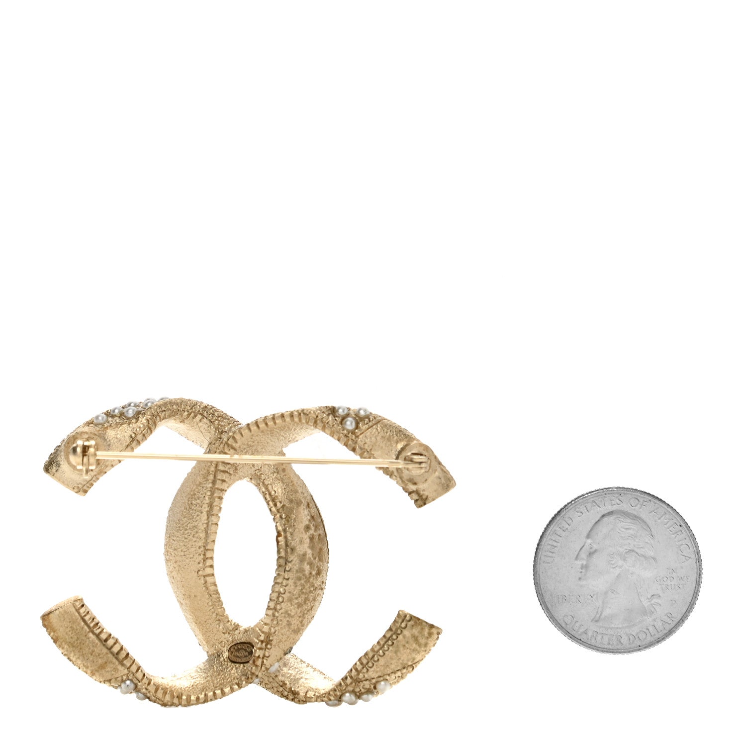 Chanel Pearl Crystal Twisted CC Brooch Gold Multicolor 3 of 5