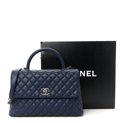 Chanel Caviar Quilted Medium Coco Handle Flap Navy Blue 12 of 12