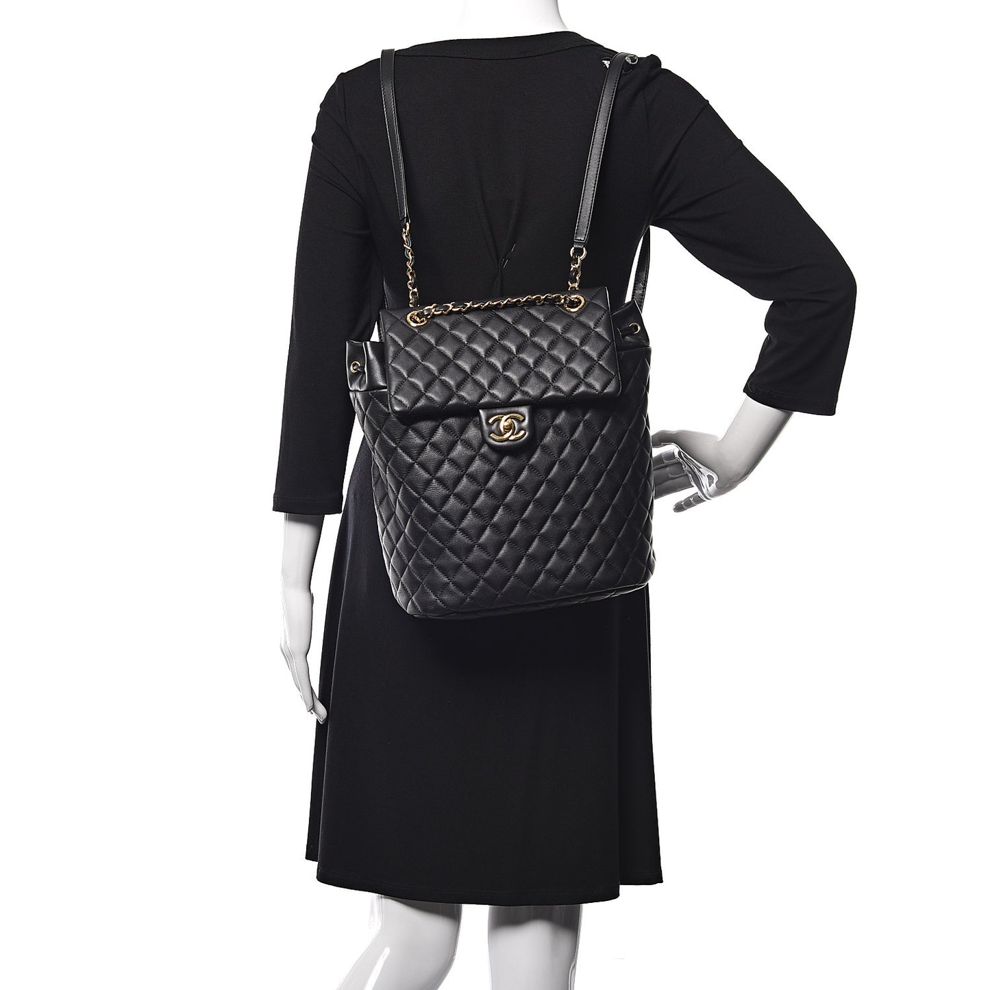 Calfskin Quilted Large Urban Spirit Backpack Black