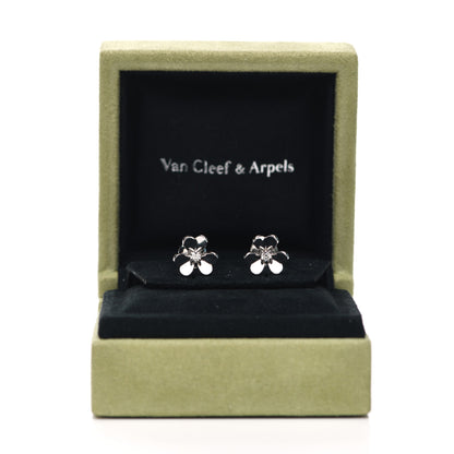 Van Cleef & Arpels 18K White Gold Diamond Mini Frivole Earrings 6 of 6