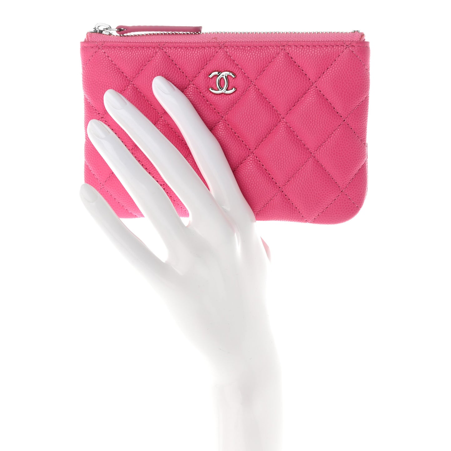Caviar Quilted Small Cosmetic Case Pink