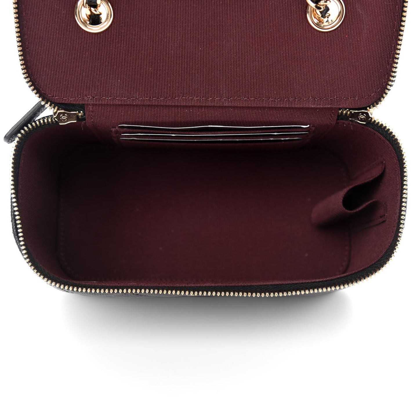 Caviar Quilted Small Vanity Case With Chain Black
