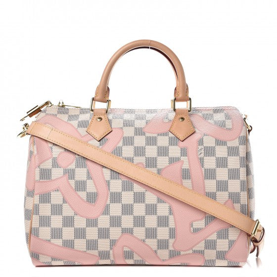 Damier Azur Tahitienne Speedy Bandouliere 30 Rose Ballerine