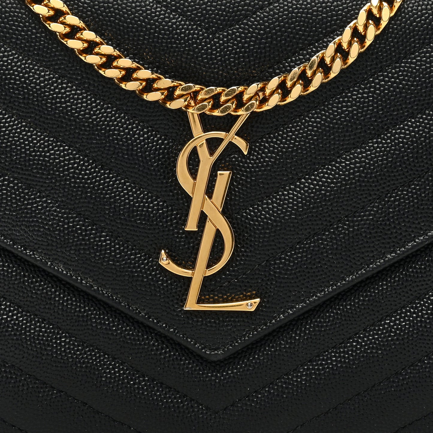 Grain De Poudre Matelasse Chevron Monogram Chain Wallet Black