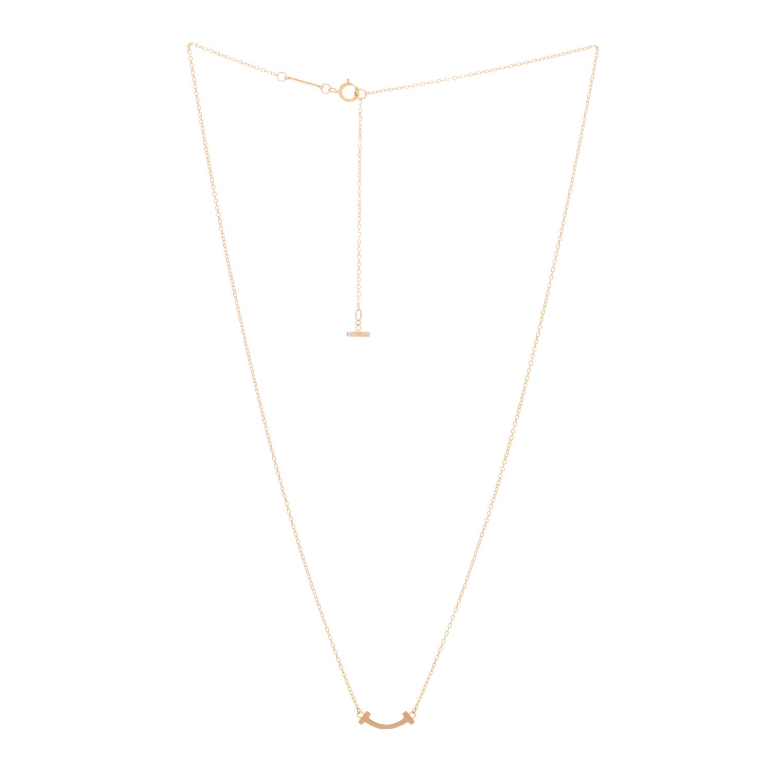 Tiffany 18K Yellow Gold Mini T Smile Pendant Necklace 2 of 3