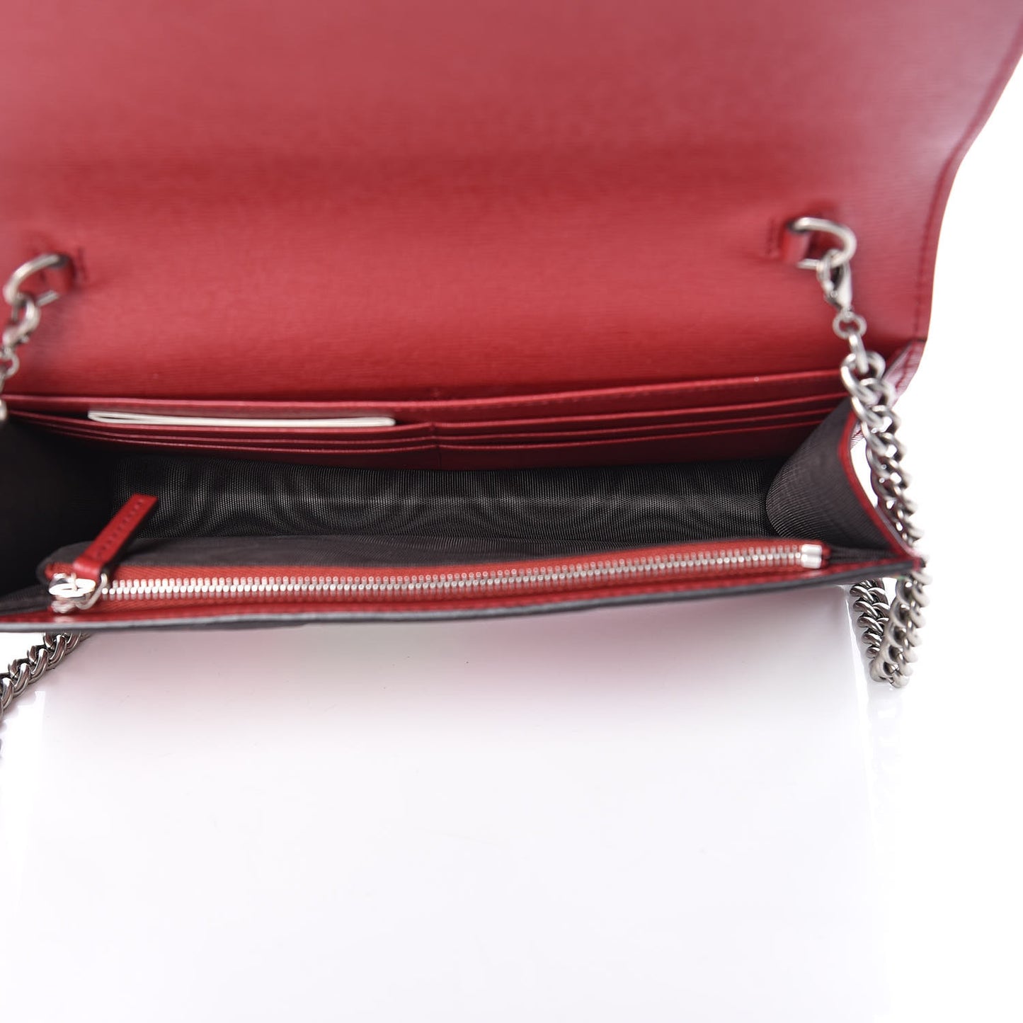 Calfskin Blooms Print Chain Wallet Romantic Cherry Multicolor