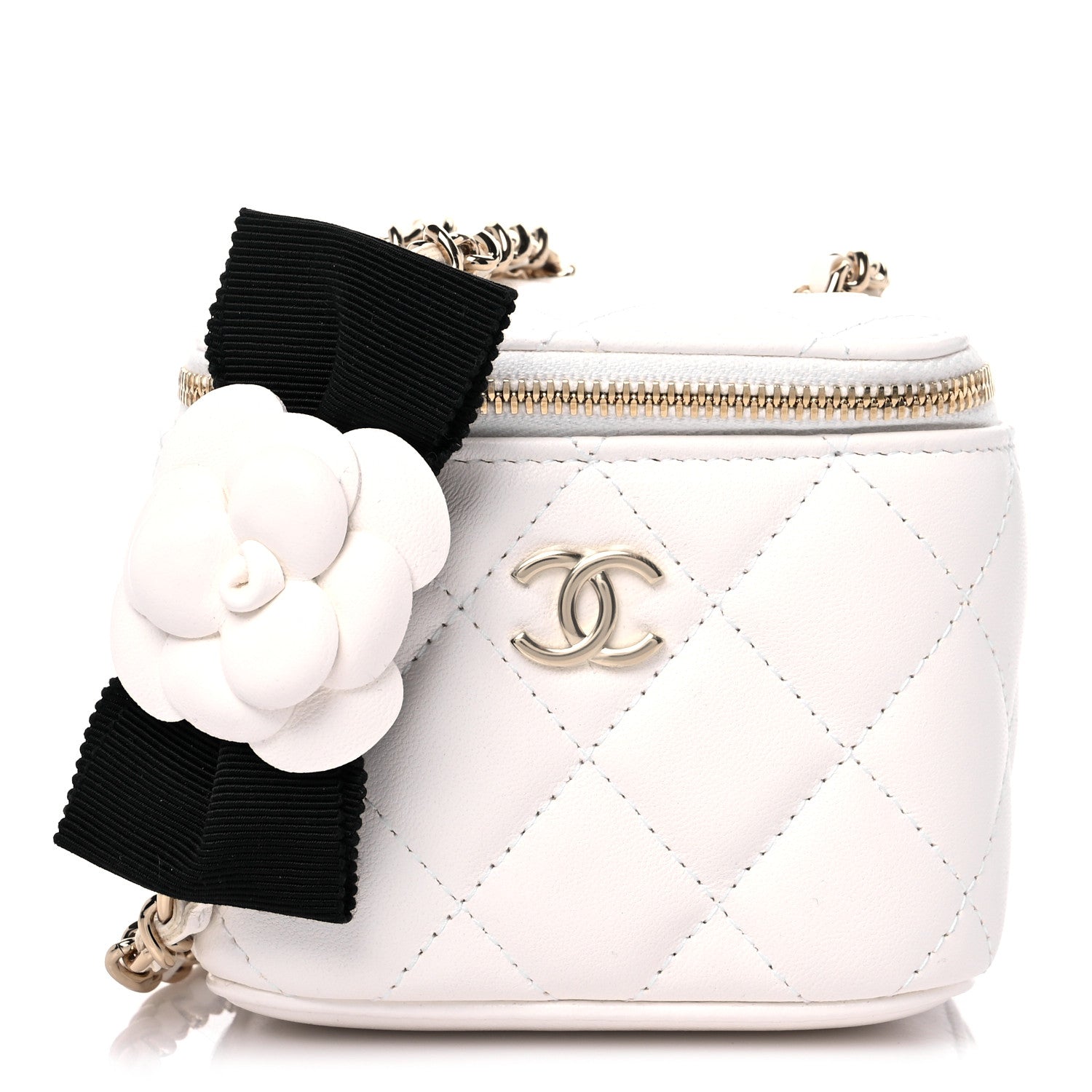 Chanel Lambskin Quilted My Chanel Lady Vanity Case With Chain White 1 of 10