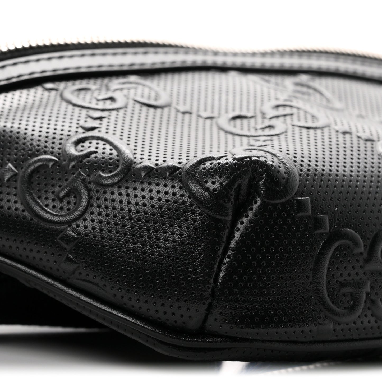 Calfskin GG Tennis Embossed Belt Bag Black