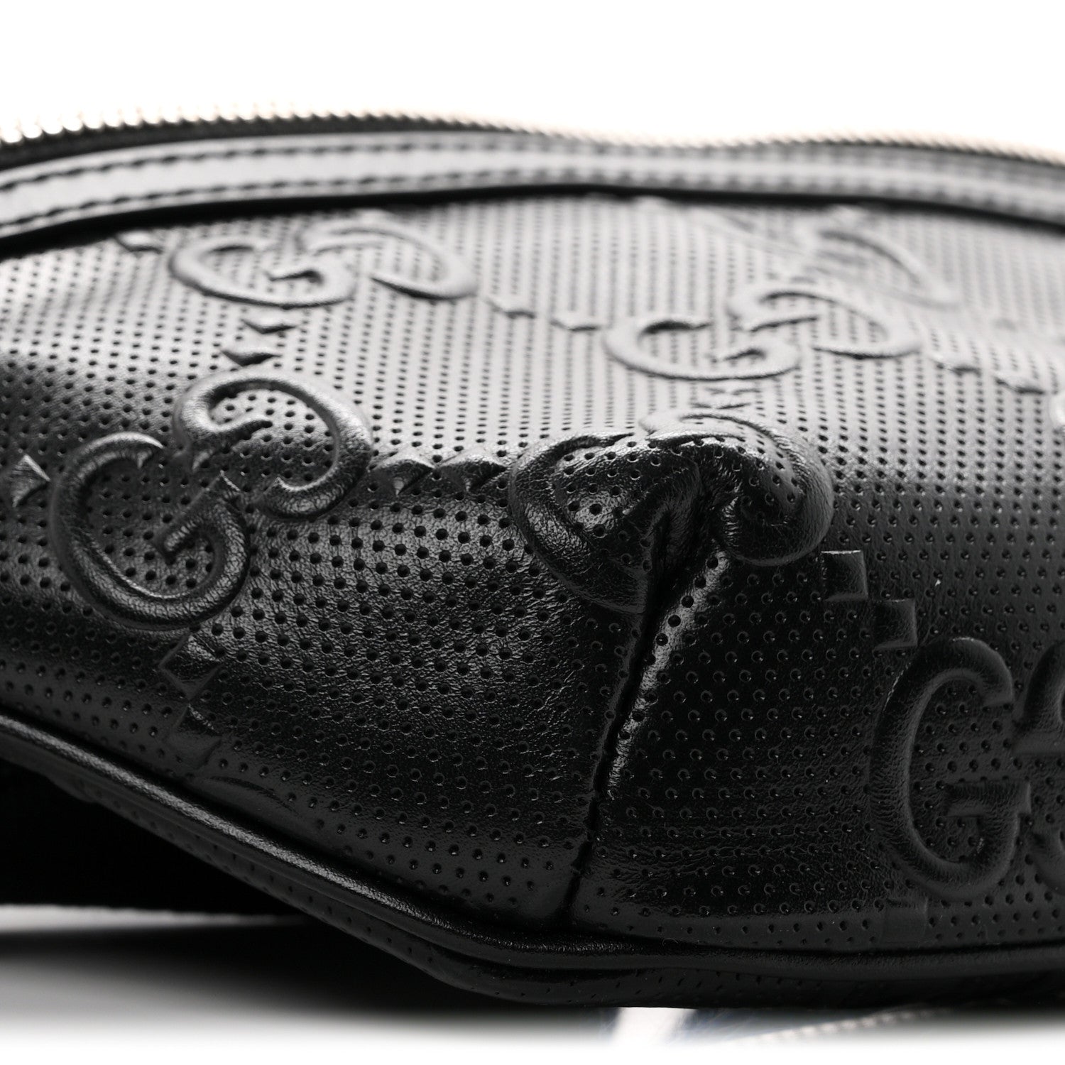 Gucci Calfskin GG Tennis Embossed Belt Bag Black 8 of 9