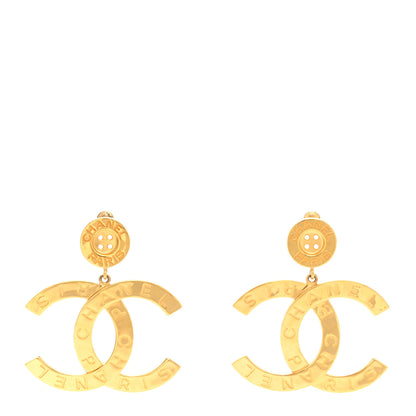 Chanel Metal Large Paris Button Earrings Gold 1 of 4