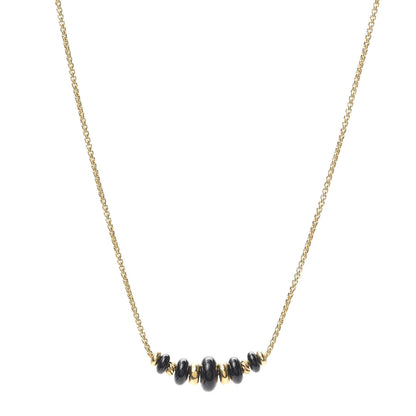 David Yurman 18K Yellow Gold Black Onyx Rio Rondelle Short Station Necklace 1 of 5