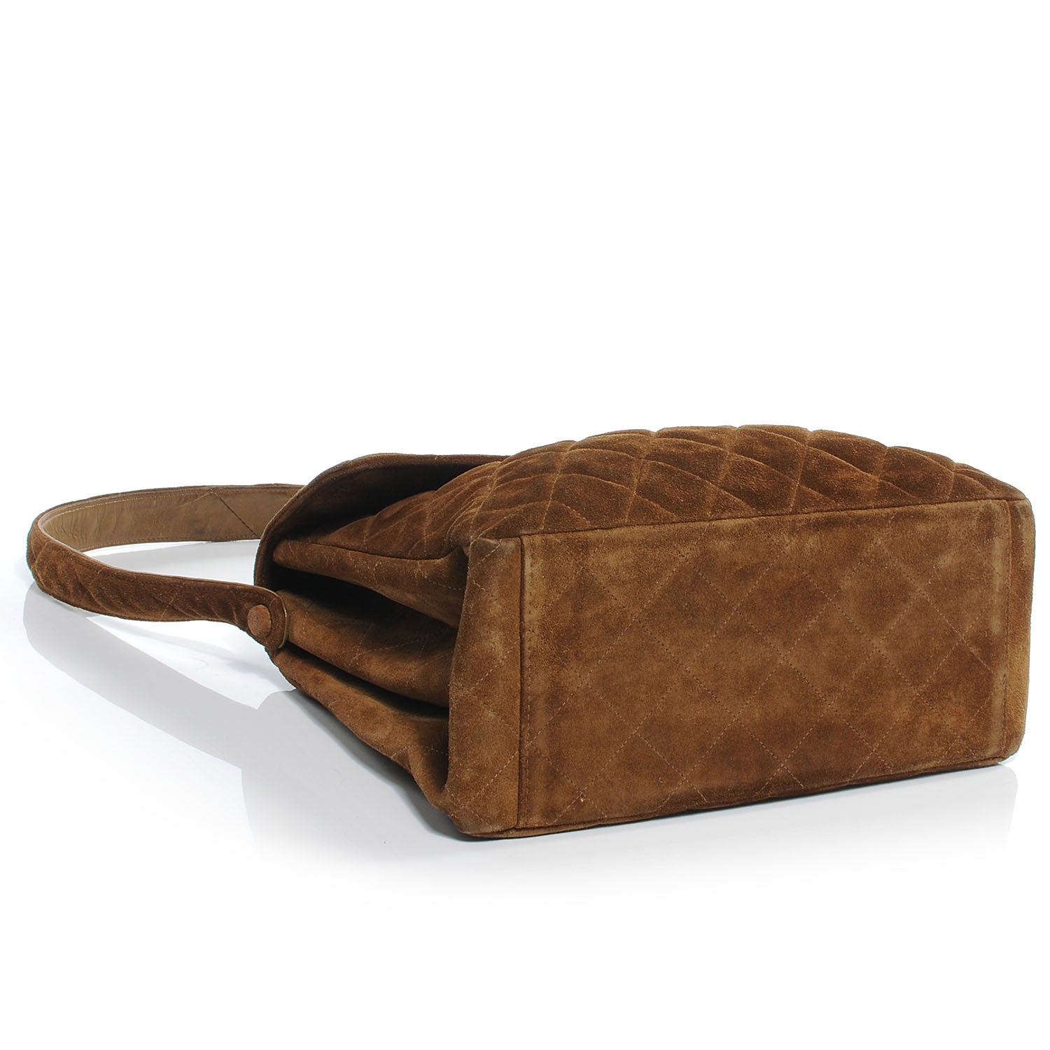 Chanel Suede Quilted Shoulder Bag Brown 4 of 9