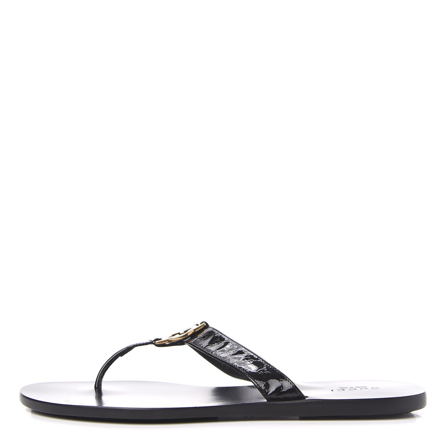 Gucci Patent Guccissima Thong Sandals 39 Black 1 of 11