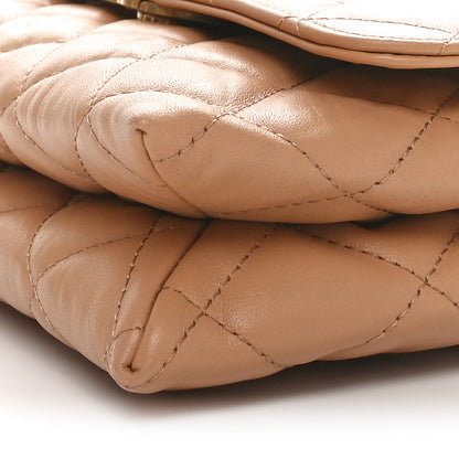 Chanel Crumpled Calfskin Quilted Braided CC Flap Beige 11 of 12