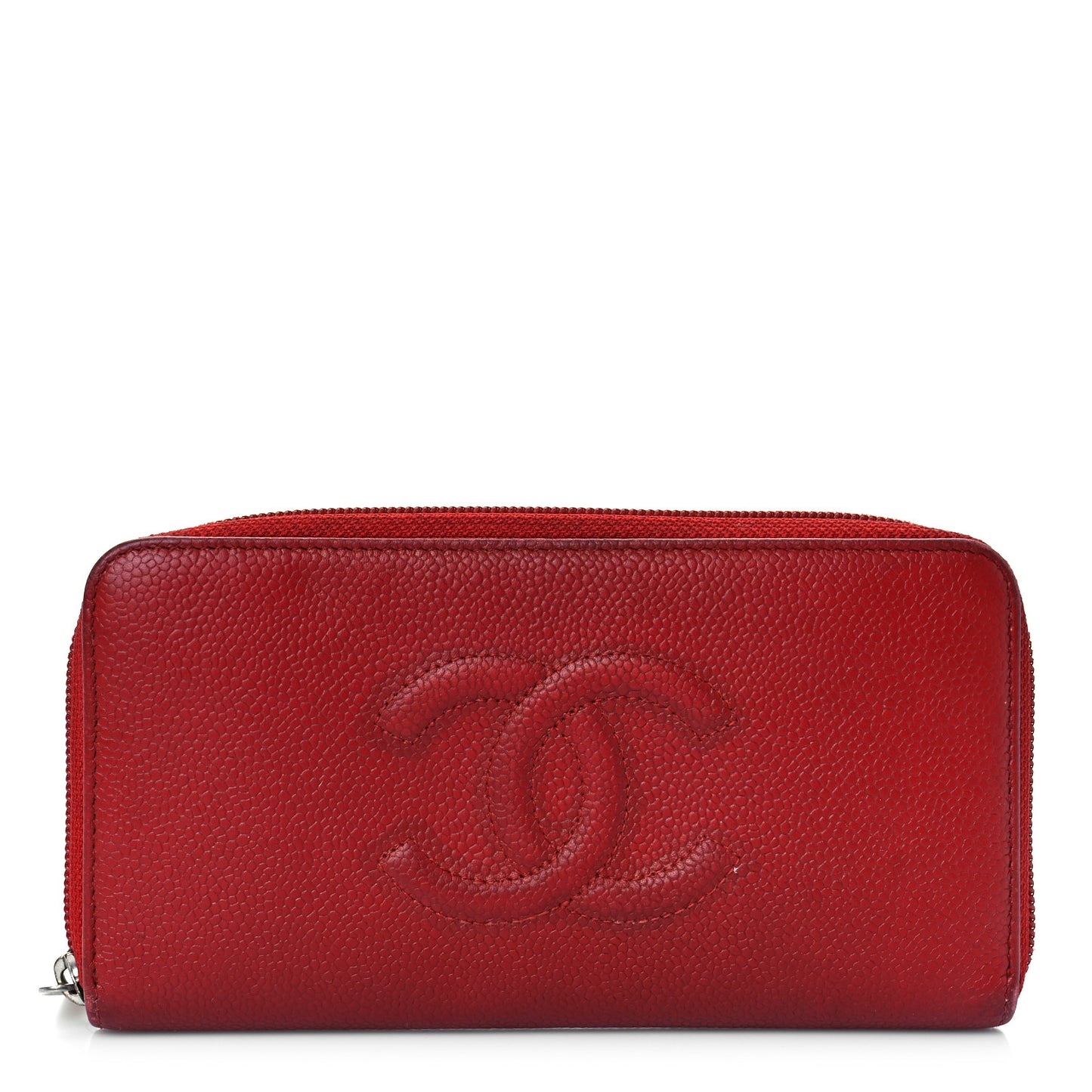 Caviar Large Timeless CC Zip Around Wallet Red