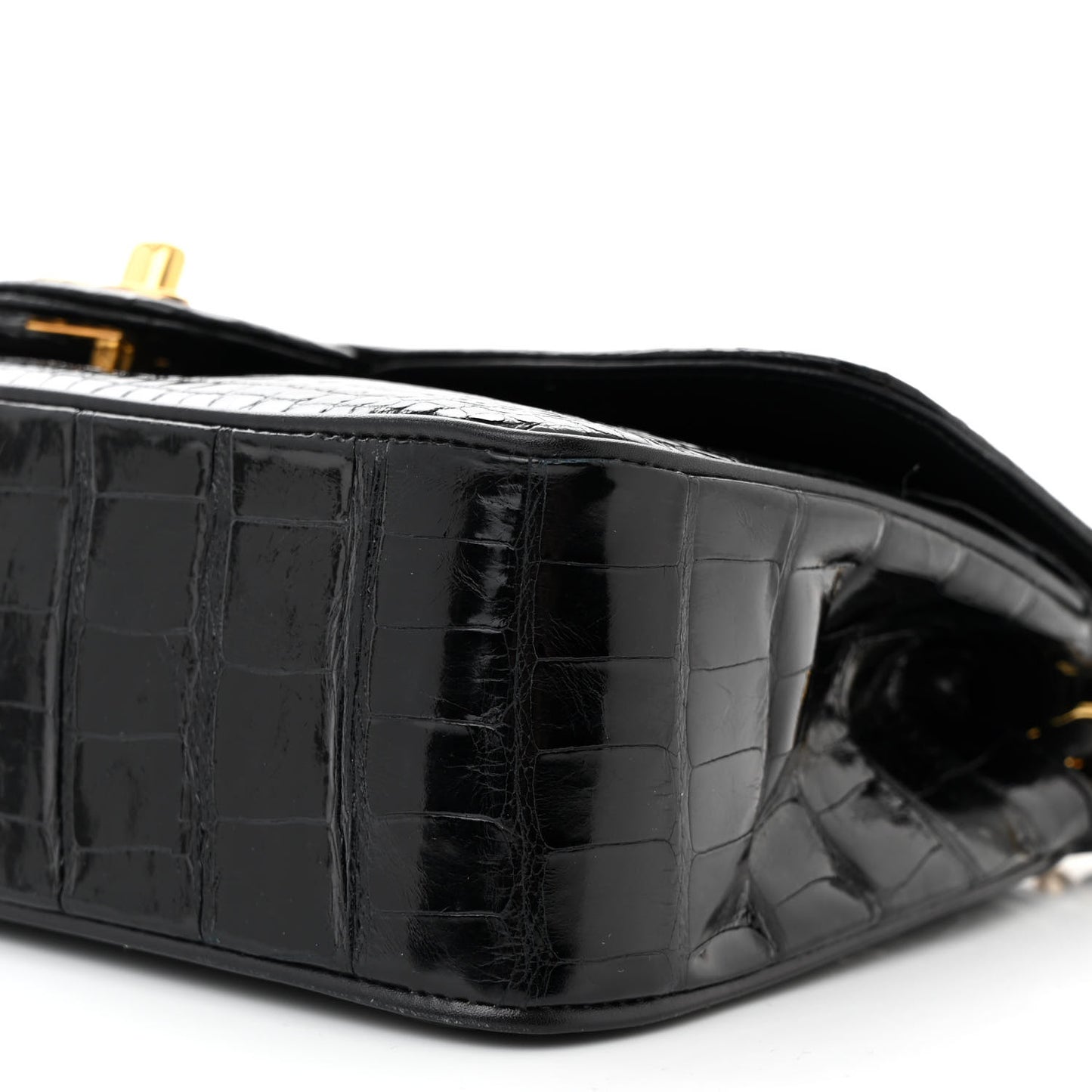 Alligator Small Double Flap Black