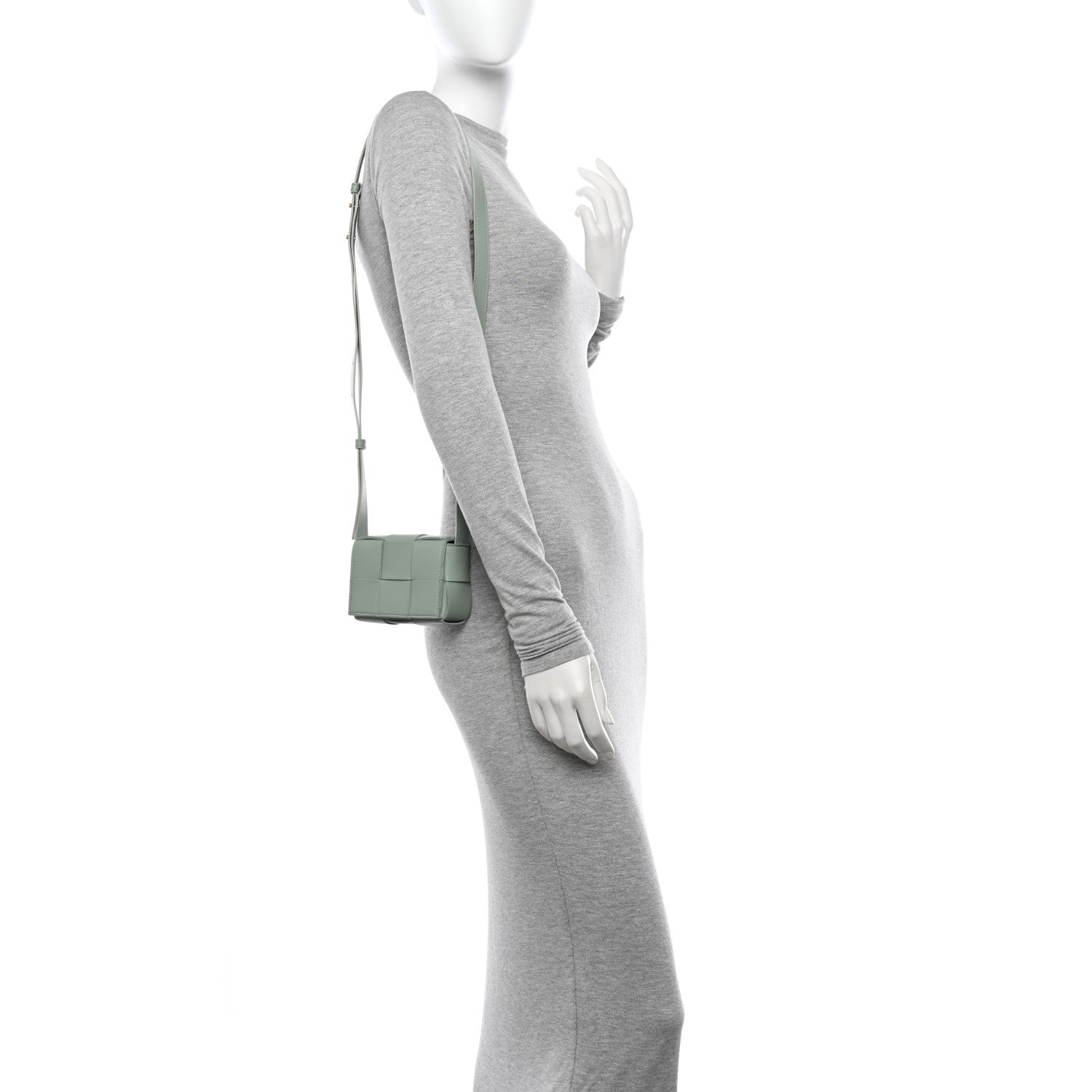 Bottega Veneta Lambskin Maxi Intrecciato Extra Mini Cassette Crossbody Bag New Sauge 2 of 9