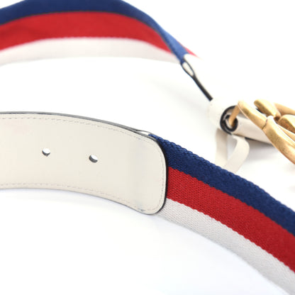 Gucci Nylon Calfskin Sylvie Web Double G 40mm Belt 110 44 Mystic White Hibiscus Red Maritime 5 of 10