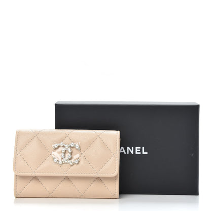 Chanel Caviar Pearl Quilted Coco Candy Flap Card Holder Beige 9 of 9