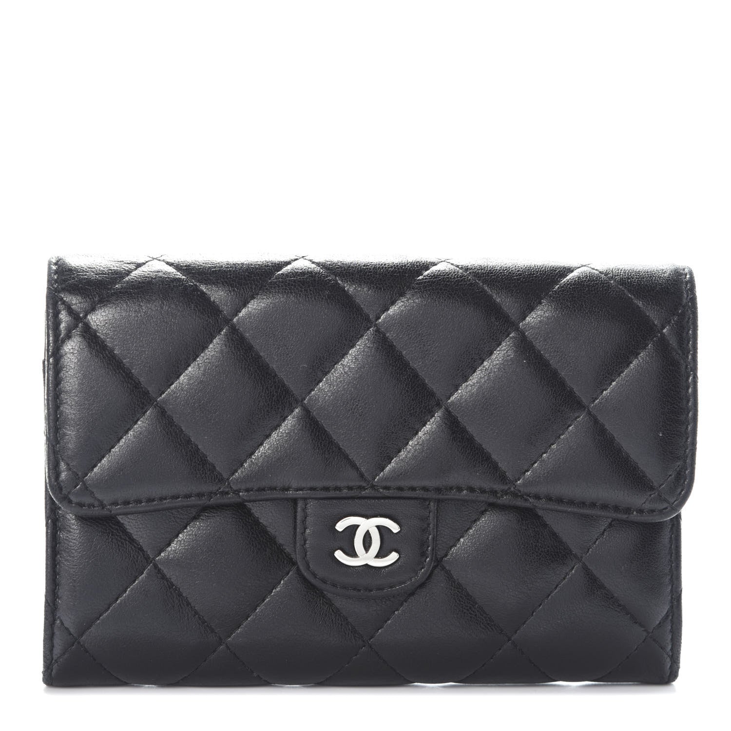 Chanel Lambskin Quilted Small Flap Wallet Black 1 of 7