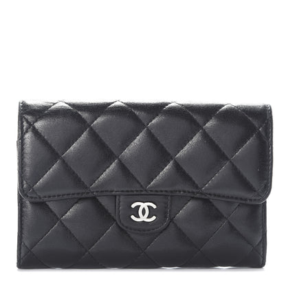 Chanel Lambskin Quilted Small Flap Wallet Black 1 of 7
